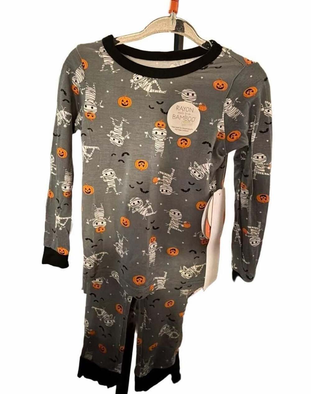 Bamboo Milkberry 2-Piece Pajama Set Size 2T Gray Halloween Mummy Fall